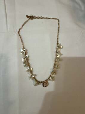 Folli Follie Gold Tone Mother of Pearl Flower Cluster Charm Necklace